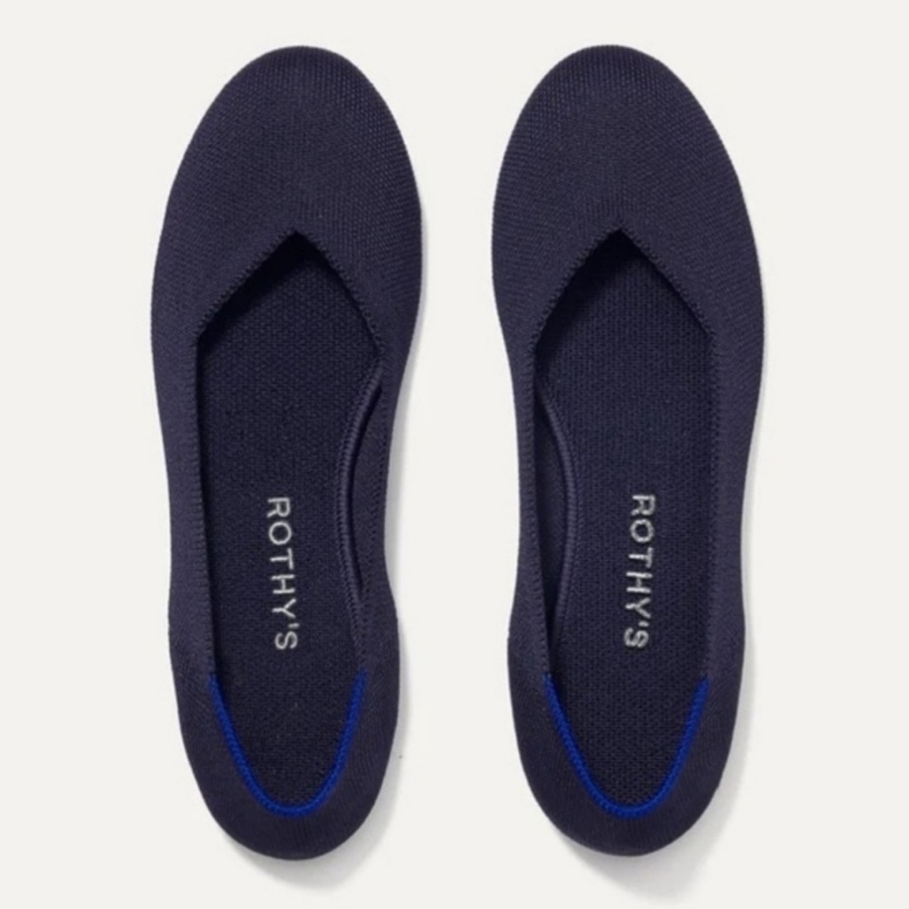 Rothy's Navy Blue Knit Ballet Flats with round toe